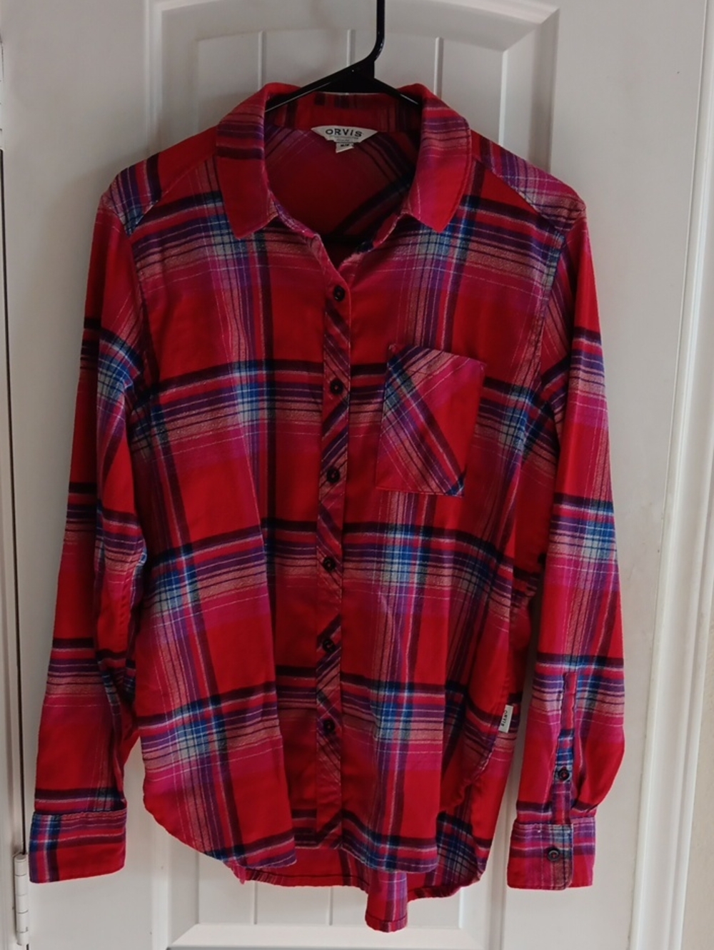 Orvis Red and Blue Plaid Button-Front Shirt